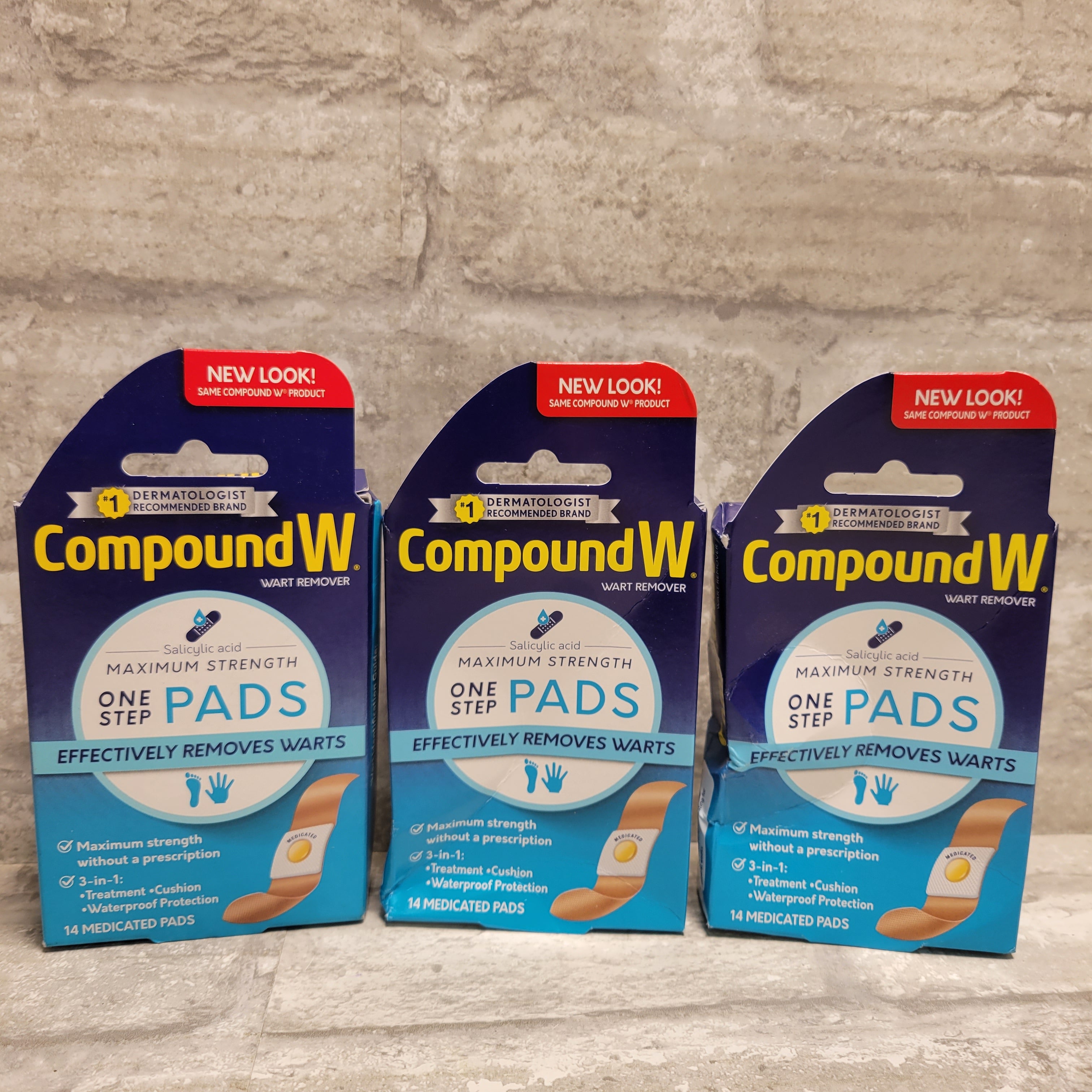 Compound W Wart Remover Maximum Strength One Step Pads, 14 Pads, 3 pack, 4/2026 (8109030768878)